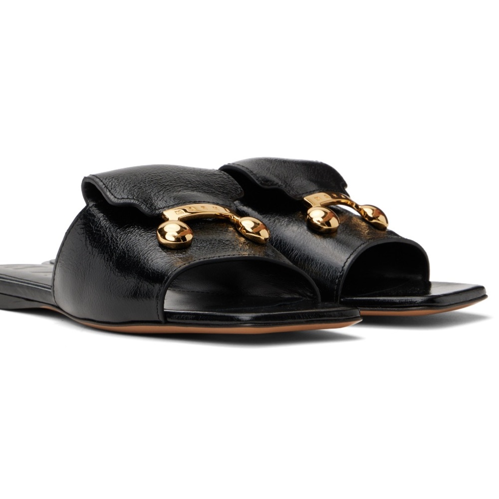 Marni Black Leather Sandals